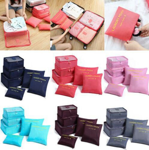 Ultimate travel packing solution: 12-piece unisex luggage organizer set. Mesh & solid cubes.