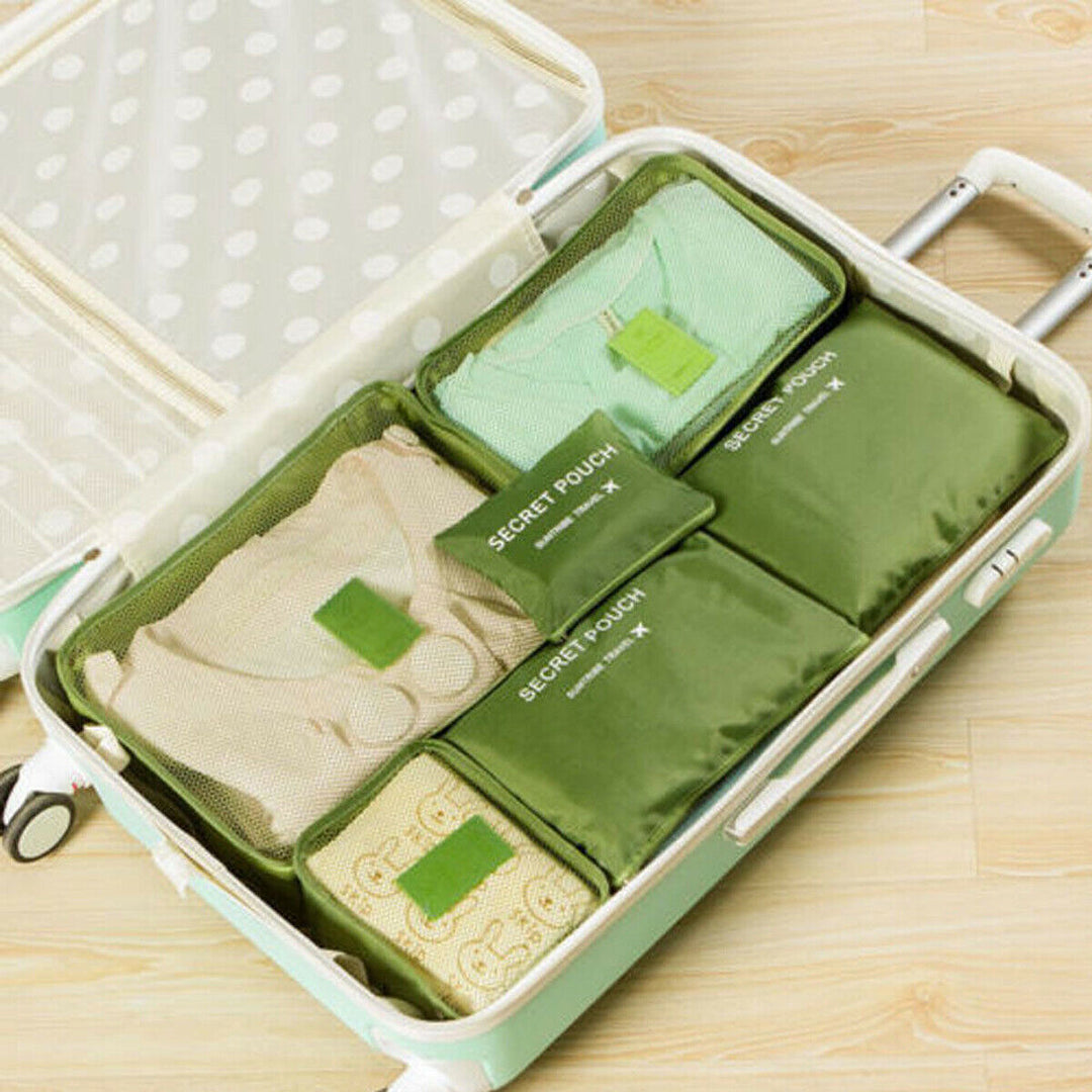 Essential travel accessories: 12-piece packing cubes set for neat & compact vacation luggage.