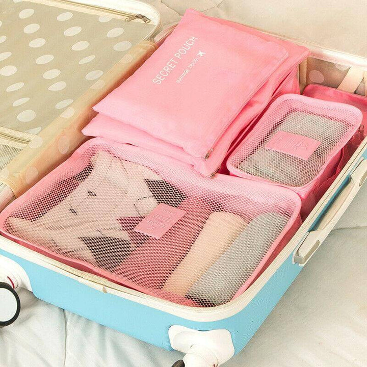 Complete 2-pack travel organizer cubes, ideal for suitcases & business trips. Mesh & waterproof bags.