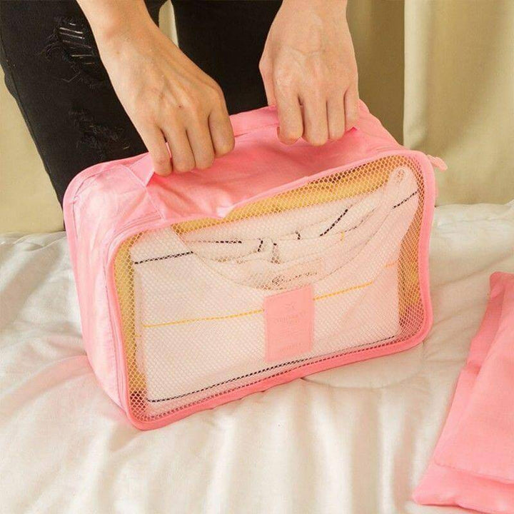 Waterproof & mesh travel cubes, 12-piece set for unisex luggage organization & storage.