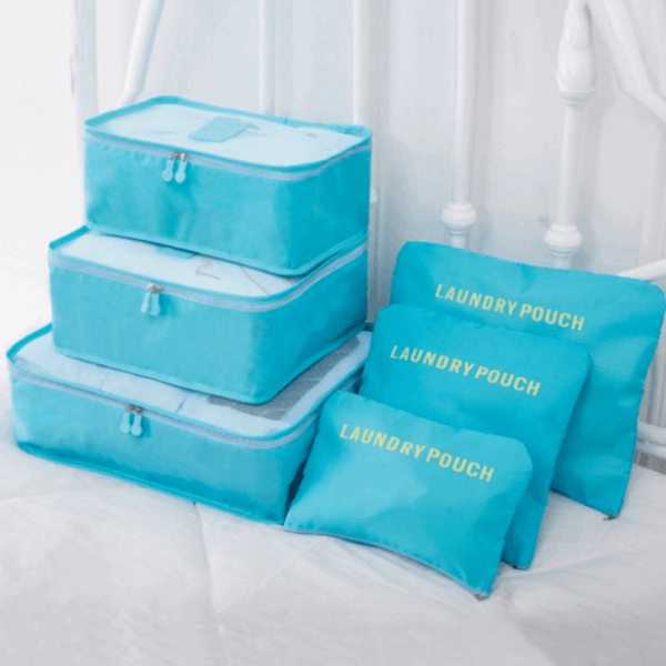 Streamlined packing with this 12-piece luggage organizer set. Unisex travel storage for suitcases.