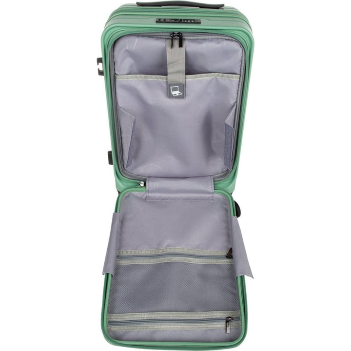 Two-piece hardshell luggage set featuring smooth 360° spinner wheels for easy airport navigation.