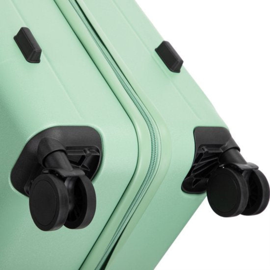 Professional 2-piece hardshell luggage set with front laptop compartment, ideal for business travel.