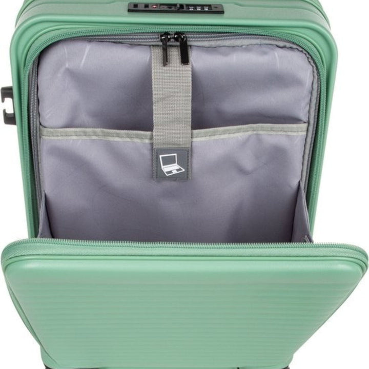 Unisex hardshell luggage set, 2-piece, with laptop compartment & TSA lock for secure, versatile travel.