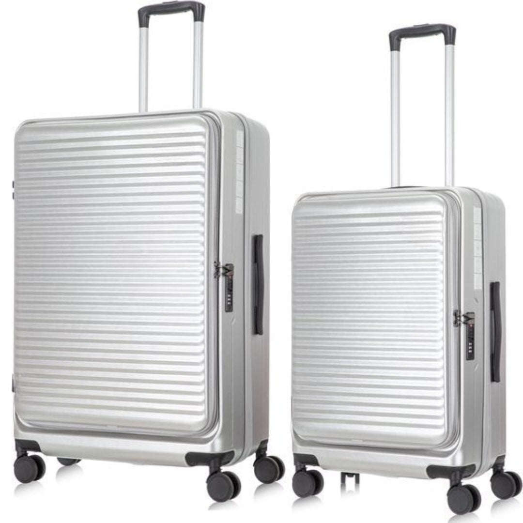 Hardshell 2-piece luggage set with secure front laptop compartment for business travel.