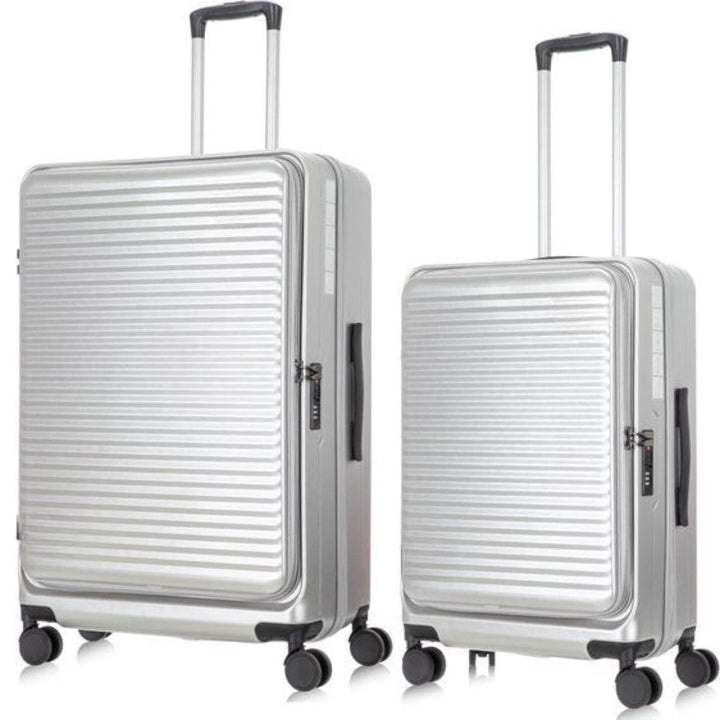Hardshell 2-piece luggage set with secure front laptop compartment for business travel.