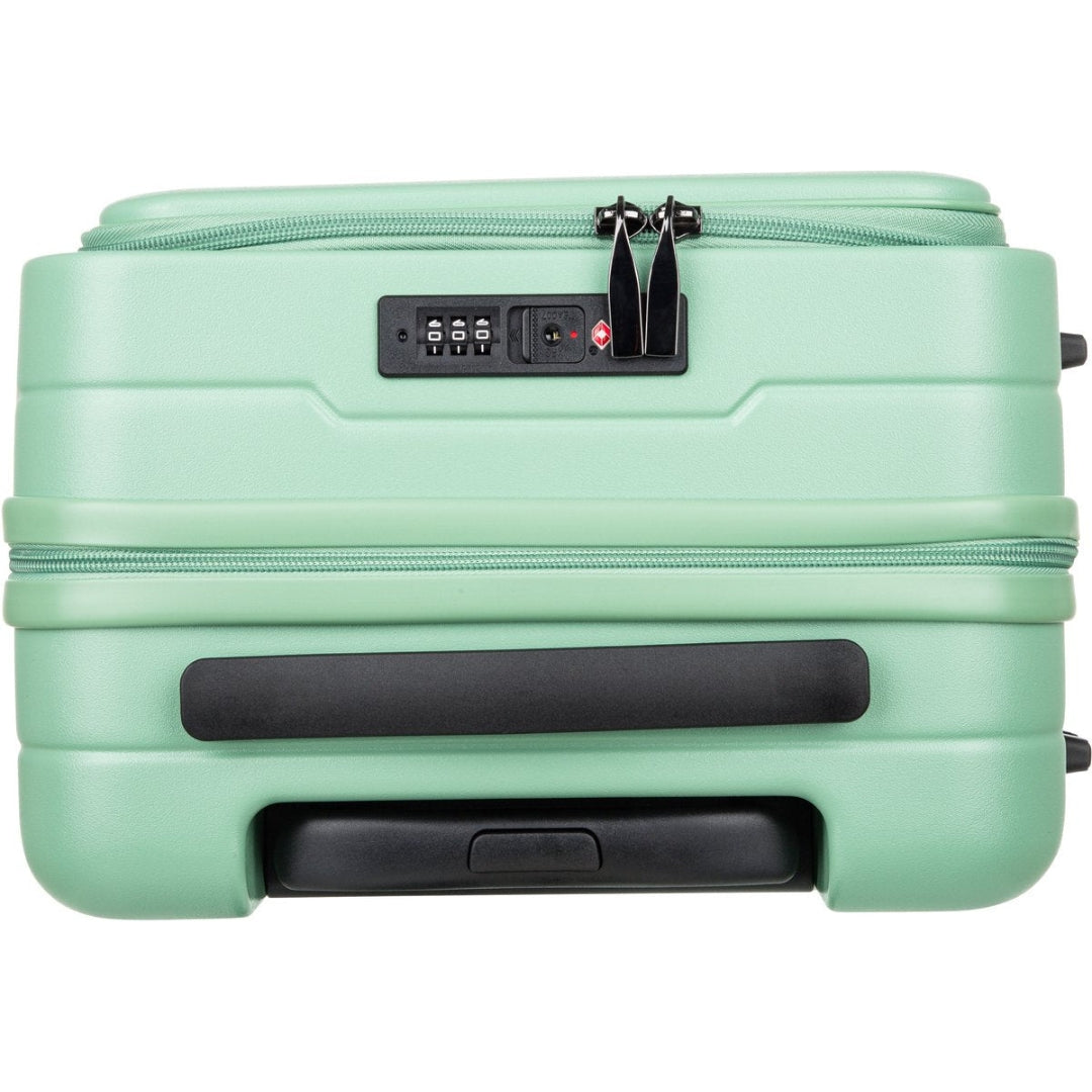 Expandable hardshell luggage set, 2-piece, offering extra space & convenience for vacation travel.