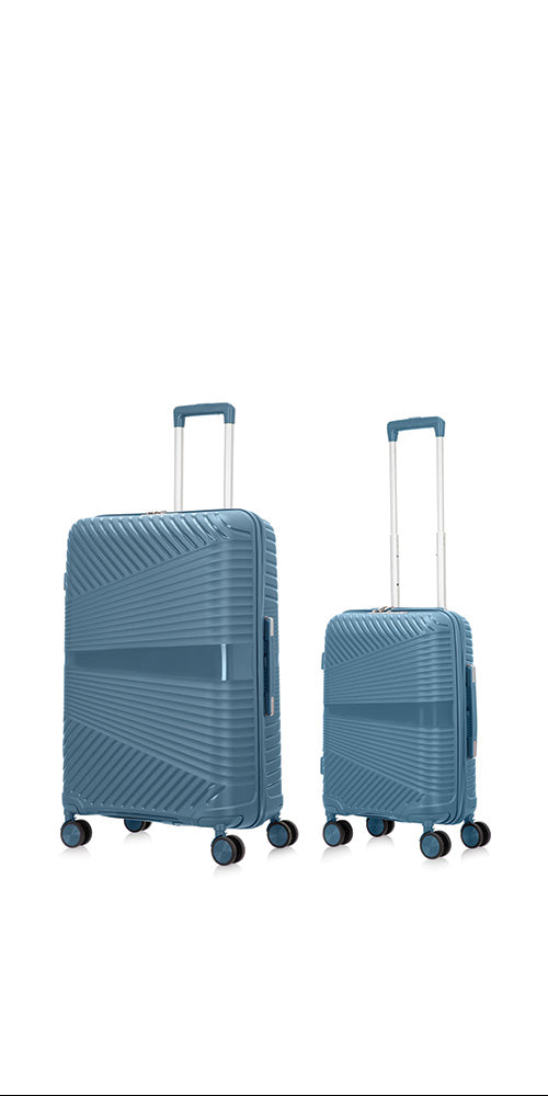 Unisex 2-piece hardshell luggage set with spinner wheels & TSA lock for flexible travel.
