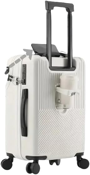 Unisex 20" hard shell carry-on luggage with cup holder, USB port & TSA lock for easy travel.