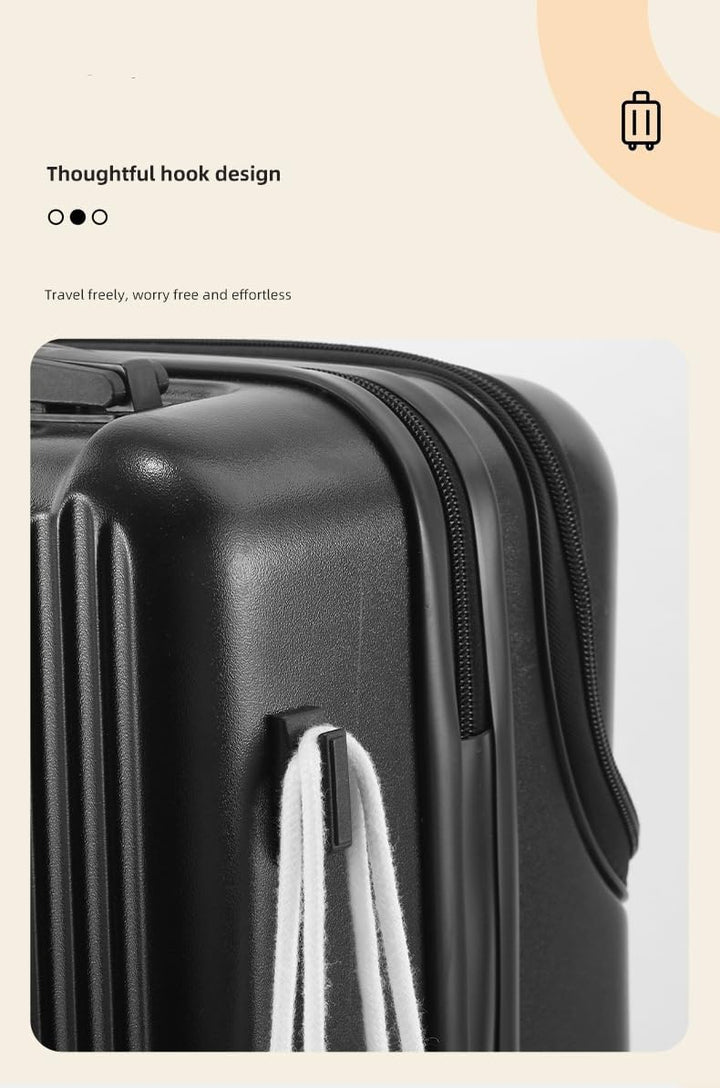 Unisex 20" hard shell travel bag with cup holder, USB port, TSA lock, and spinner wheels.