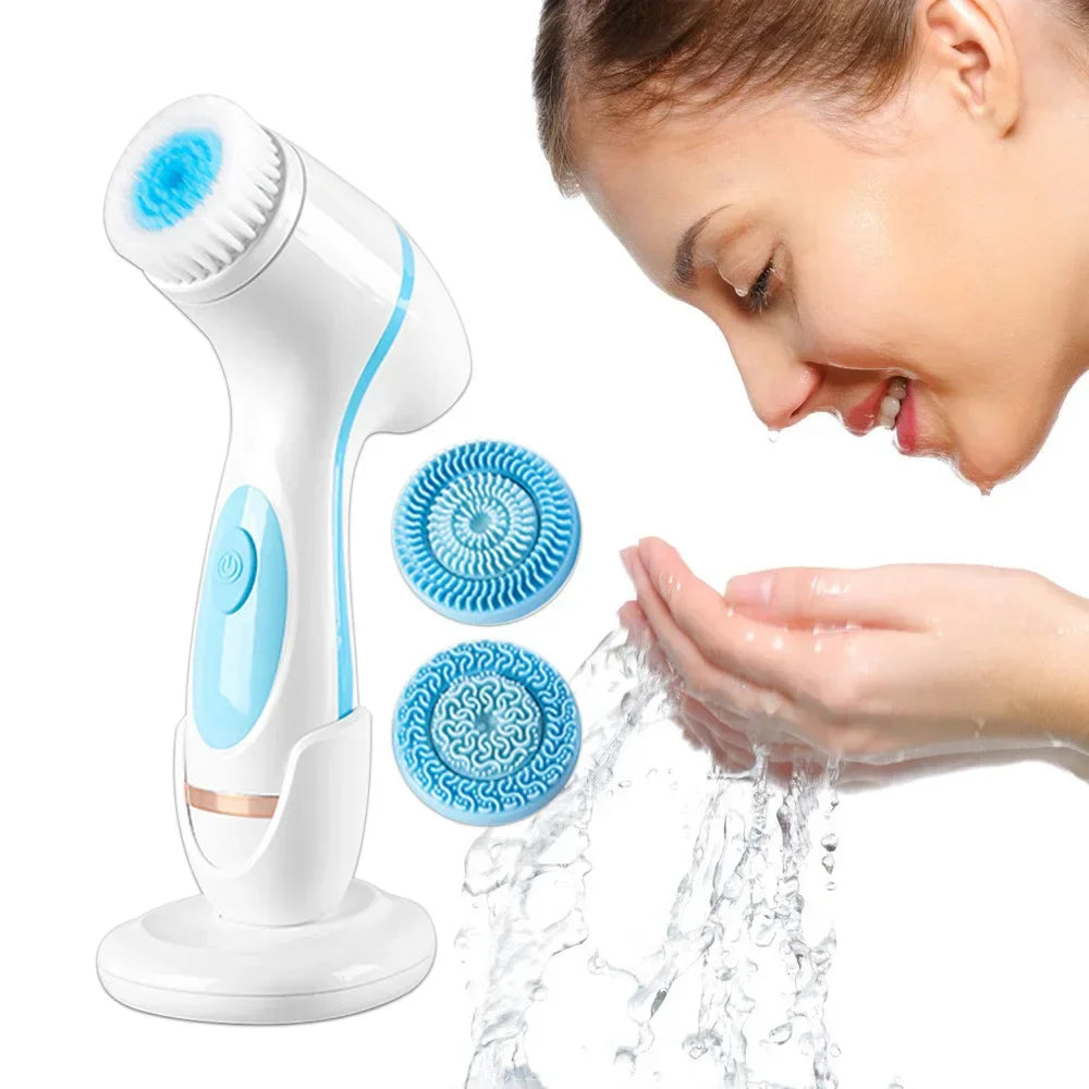 Rechargeable, waterproof sonic facial cleanser and spa system for gentle yet deep skincare.