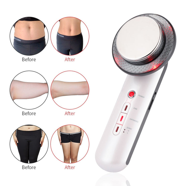 Unisex ultrasonic EMS body massager for home use, promoting skin toning, muscle stimulation & sculpting.