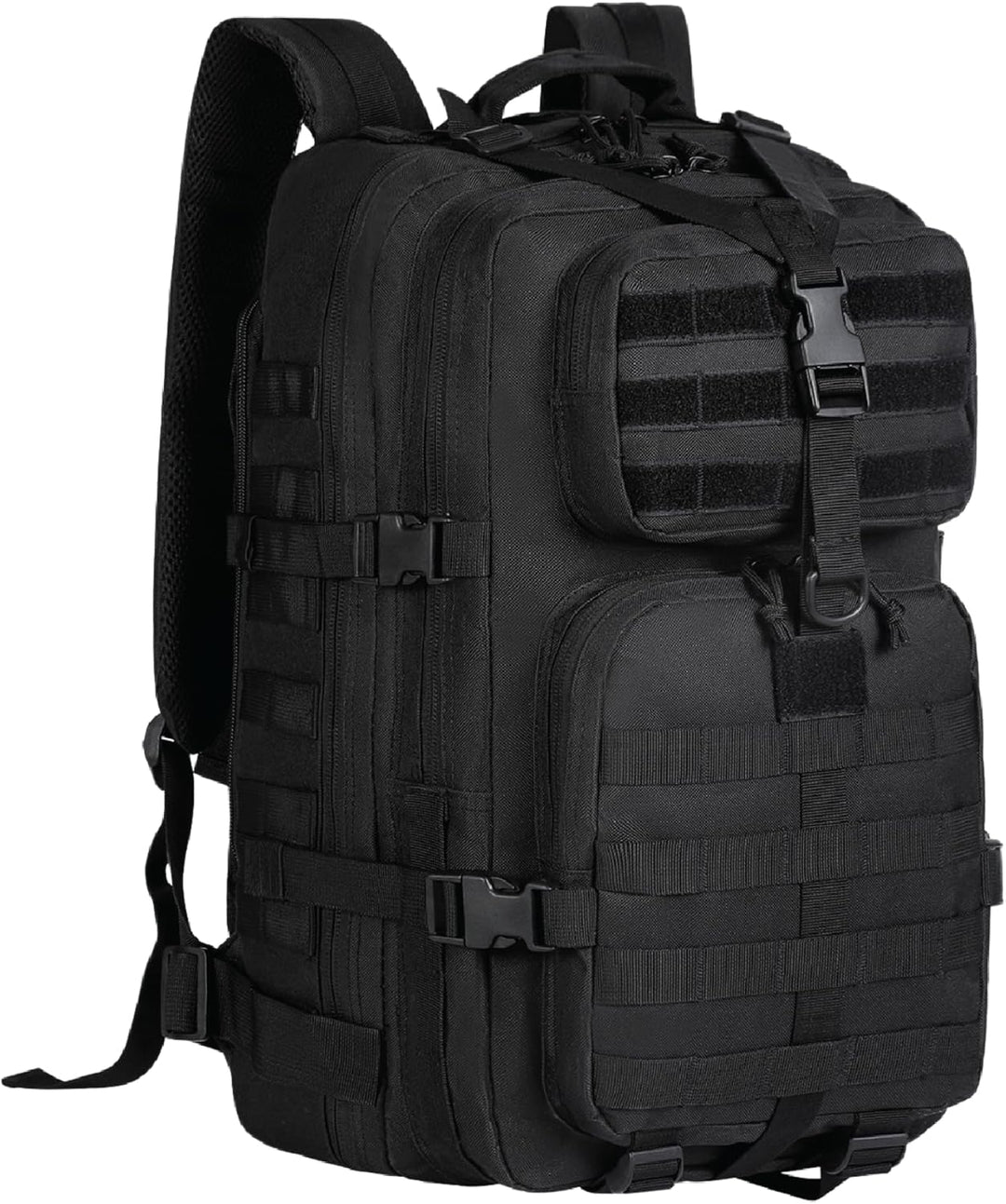 Durable 35L tactical backpack, Molle compatible, featuring secure laptop storage for travel.
