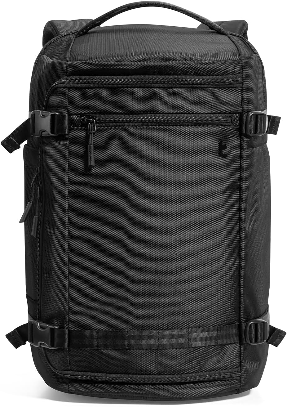 TSA-friendly 38L carry-on backpack, perfect for airport security, with a secure laptop sleeve for business travel.