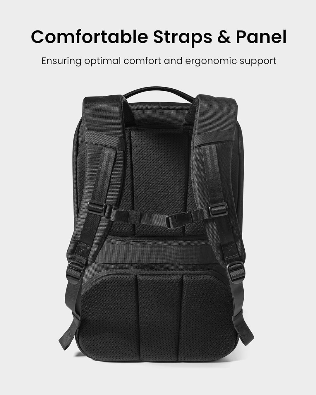 Durable 38L carry-on backpack with secure zippers, a laptop compartment, and comfortable straps for long-lasting travel.