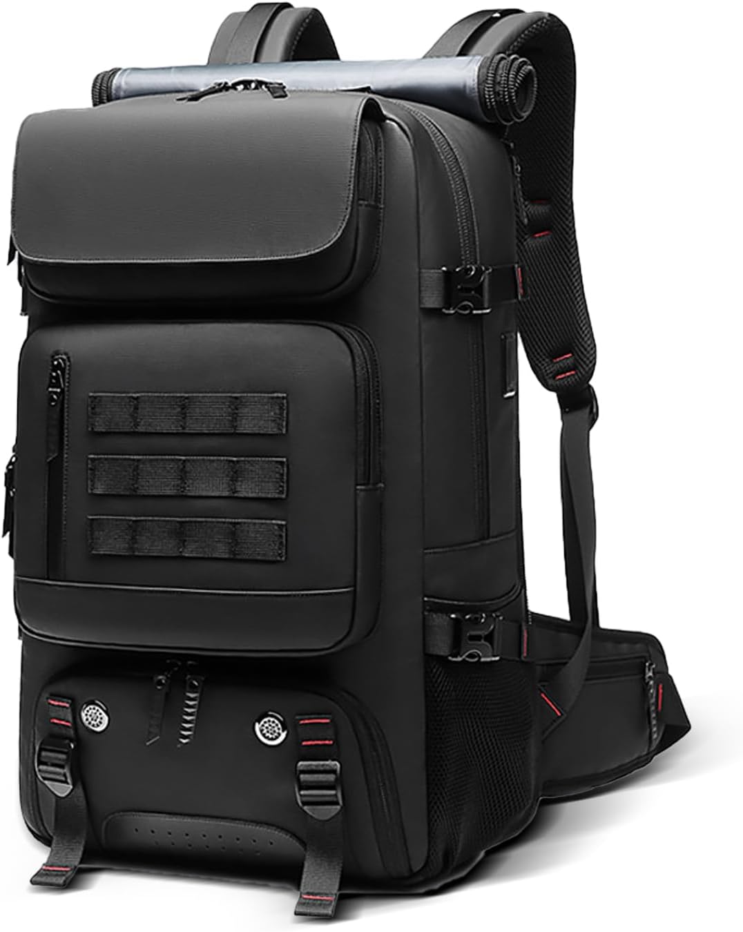 Unisex 50L waterproof travel backpack with shoe compartment, USB port & anti-theft features for any adventure.