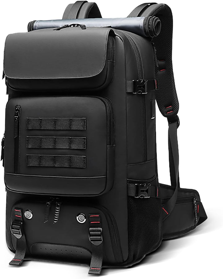 Unisex 50L waterproof travel backpack with shoe compartment, USB port & anti-theft features for any adventure.
