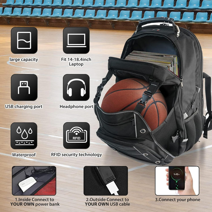 Spacious 55L travel laptop backpack, ideal for extended trips. Features multiple compartments & carry-on friendly design.