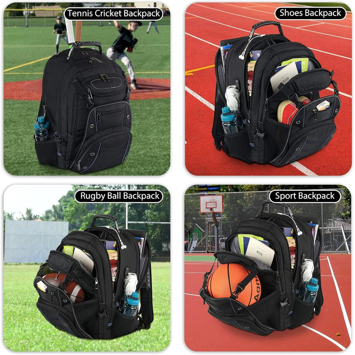 Durable unisex travel laptop backpack with integrated USB charging port and RFID security pocket for safe tech travel.