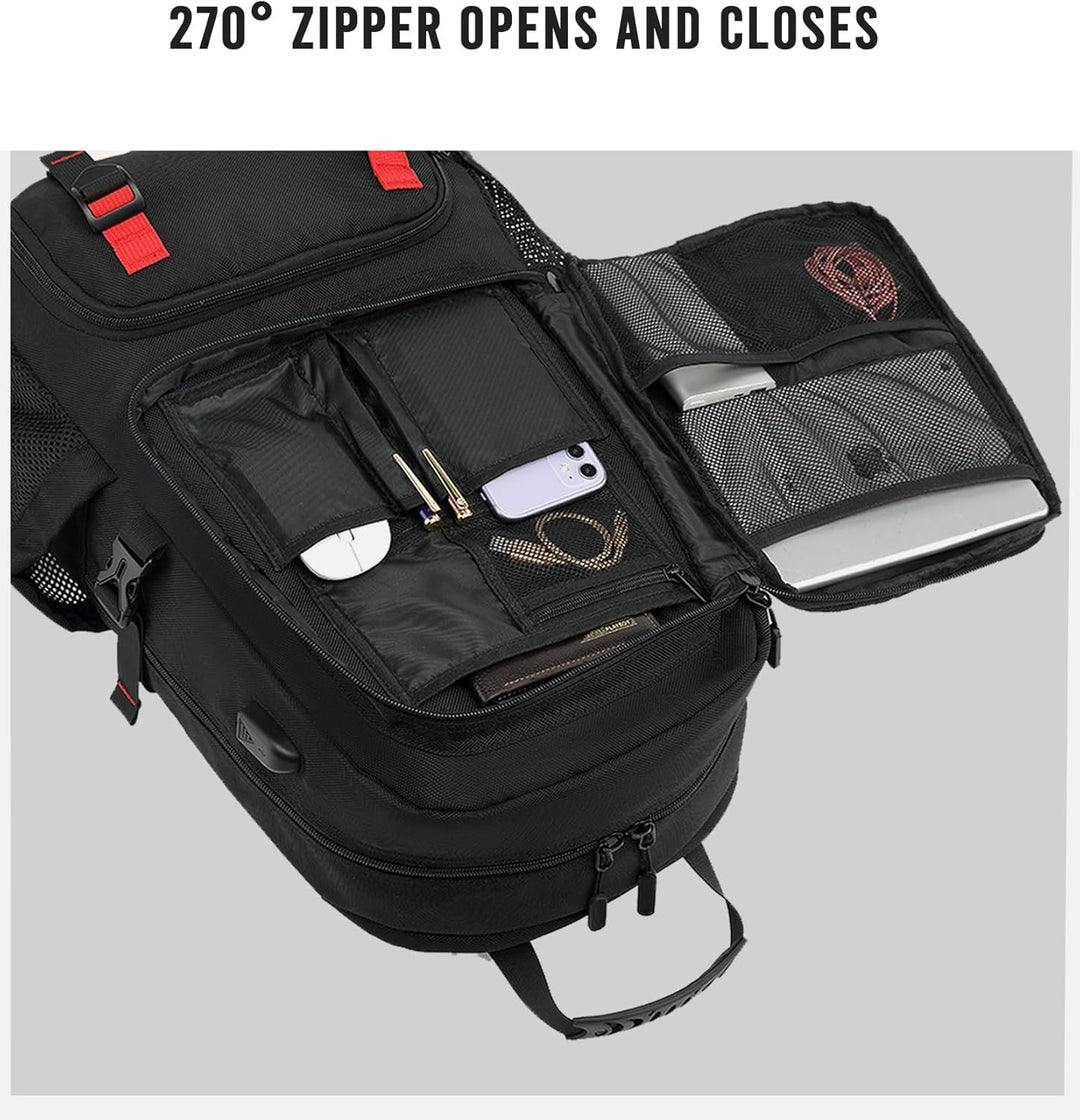 Secure 60L anti-theft travel backpack with waterproof design, laptop compartment & USB for safe business trips.