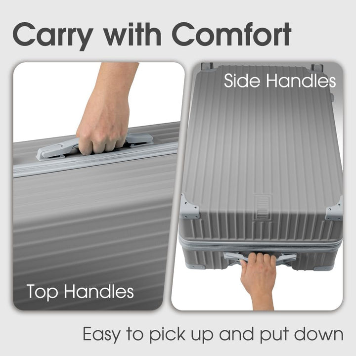Durable ABS hard shell travel bag with sturdy telescoping handle & smooth spinner wheels.