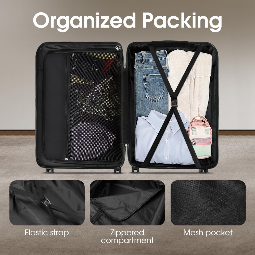 Unisex ABS hard shell luggage, perfect for any journey. Features secure TSA lock & spinner wheels.