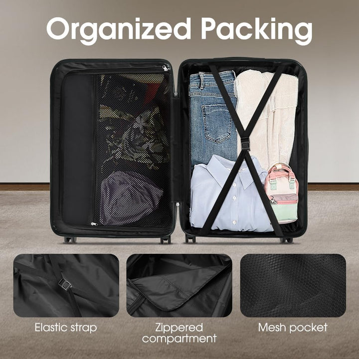 Unisex ABS hard shell luggage, perfect for any journey. Features secure TSA lock & spinner wheels.