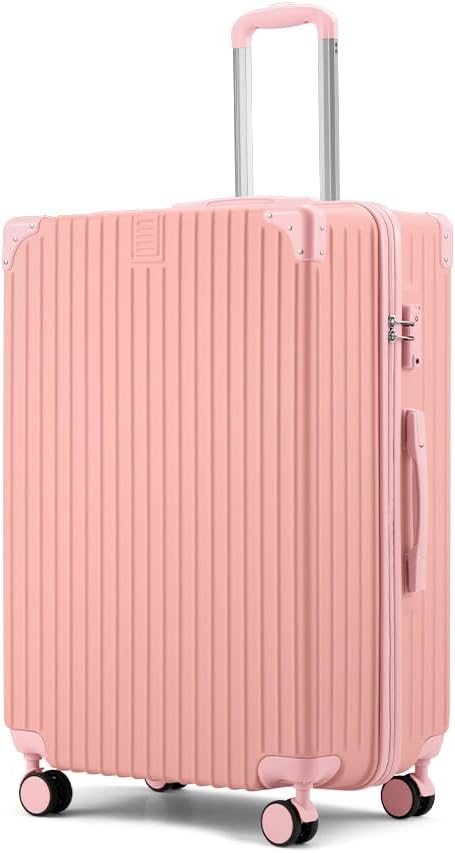 Sleek ABS hard shell suitcase with reliable spinner wheels, ensuring secure & easy travel.