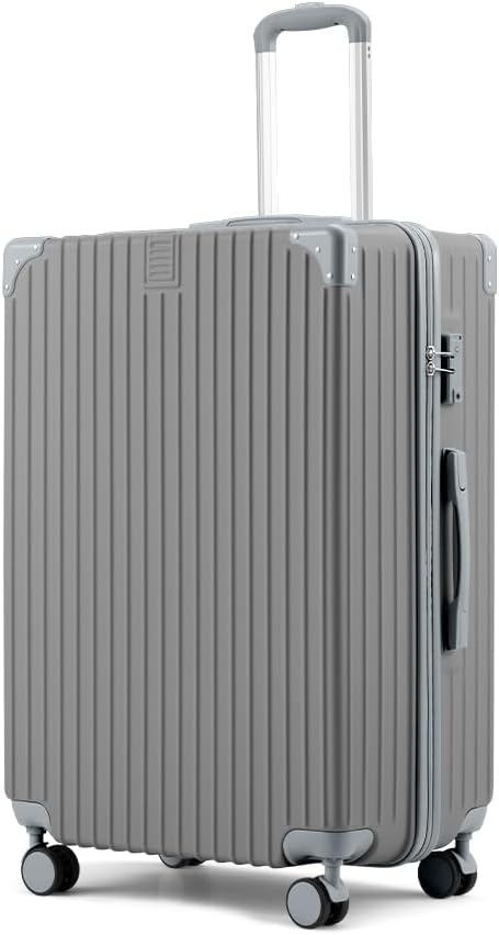 Modern unisex ABS hard shell luggage, featuring secure TSA lock, sturdy handle & smooth spinner wheels.