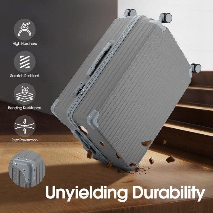 Durable unisex ABS hard shell suitcase featuring secure TSA lock & 360° spinner wheels.
