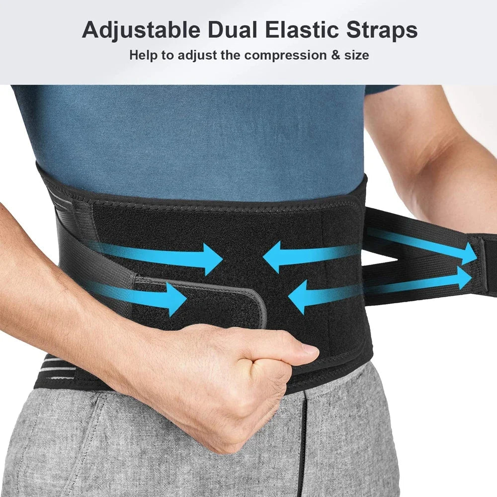 Health care unisex back support belt, providing ergonomic waist support & relief for various pains.