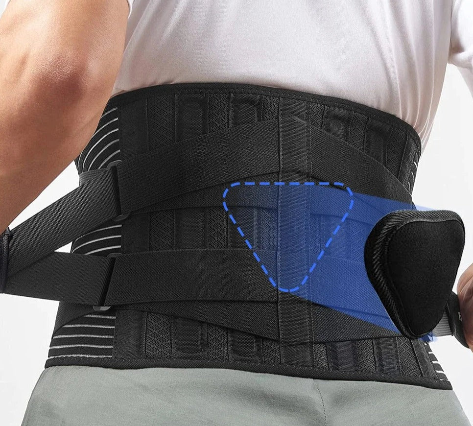 Adjustable waist support belt for back pain relief, promoting proper posture & spinal alignment.