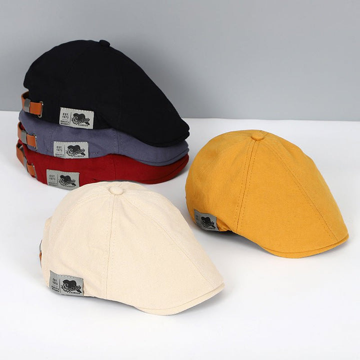Stylish unisex adjustable cotton beret, available in black, red, blue, yellow. A versatile classic fashion hat.
