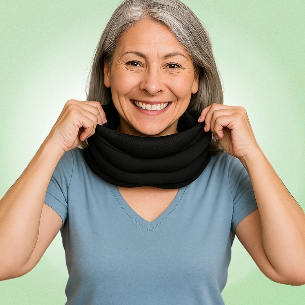 Soft foam & textile neck support collar for comfortable daily wear. Aids in cervical posture & stability. Unisex design.