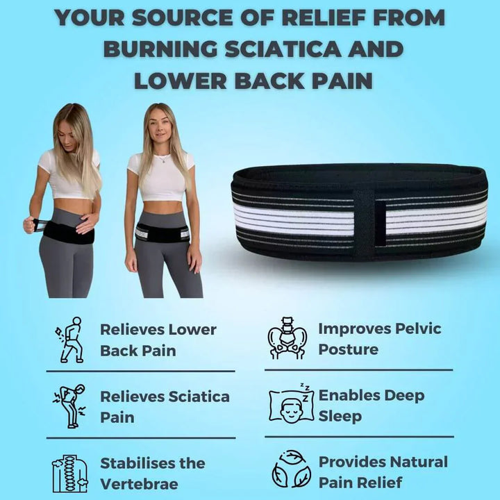 Orthopedic lumbar support belt for back pain relief. Adjustable posture corrector for daily wear.
