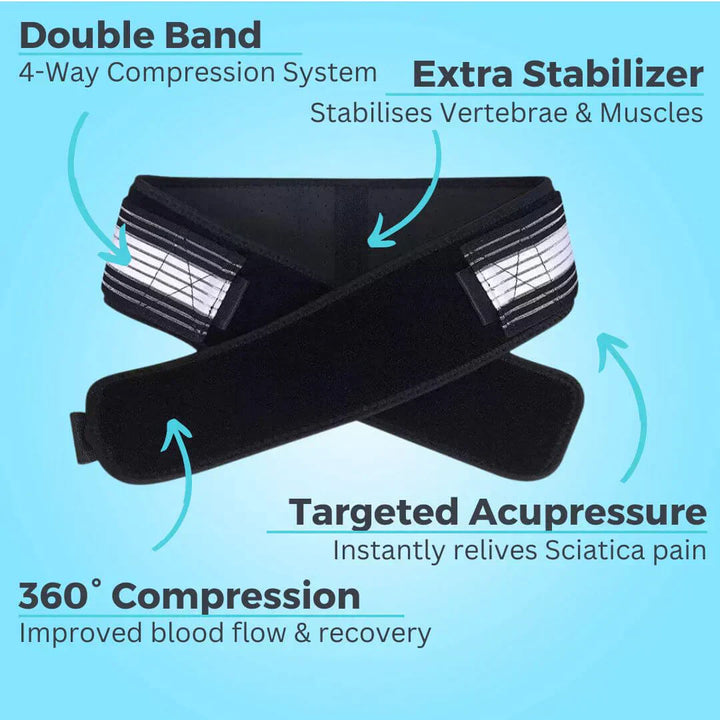 Unisex posture corrector belt with adjustable lumbar support for improved back wellness & comfort.