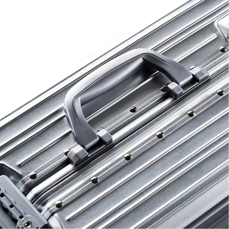 Professional aluminum magnesium hardshell suitcase, durable & lightweight for business travel. Unisex design with TSA lock.
