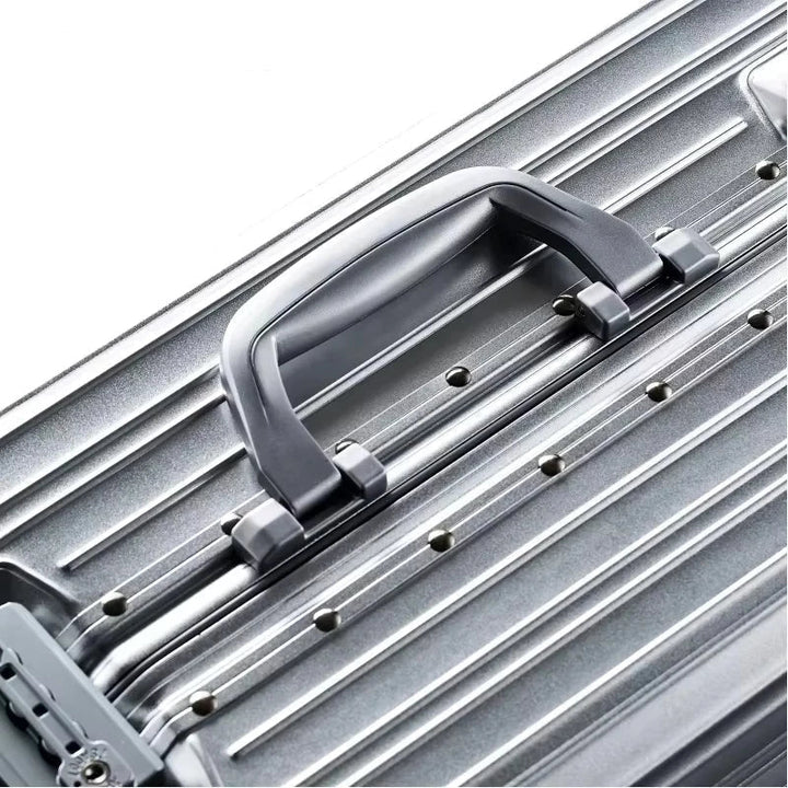Professional aluminum magnesium hardshell suitcase, durable & lightweight for business travel. Unisex design with TSA lock.