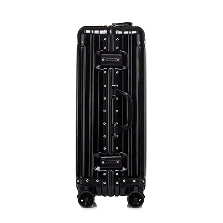 Durable aluminum magnesium hardshell business luggage. Lightweight, with smooth spinner wheels & secure TSA lock for travel.