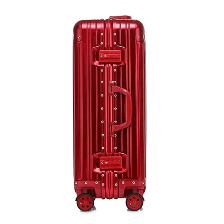 Sleek aluminum magnesium hardshell luggage, perfect for business travel. Features quiet spinner wheels & TSA security.