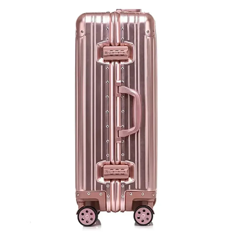 Lightweight & durable aluminum magnesium hardshell business luggage. Sleek design with smooth spinner wheels for travel.