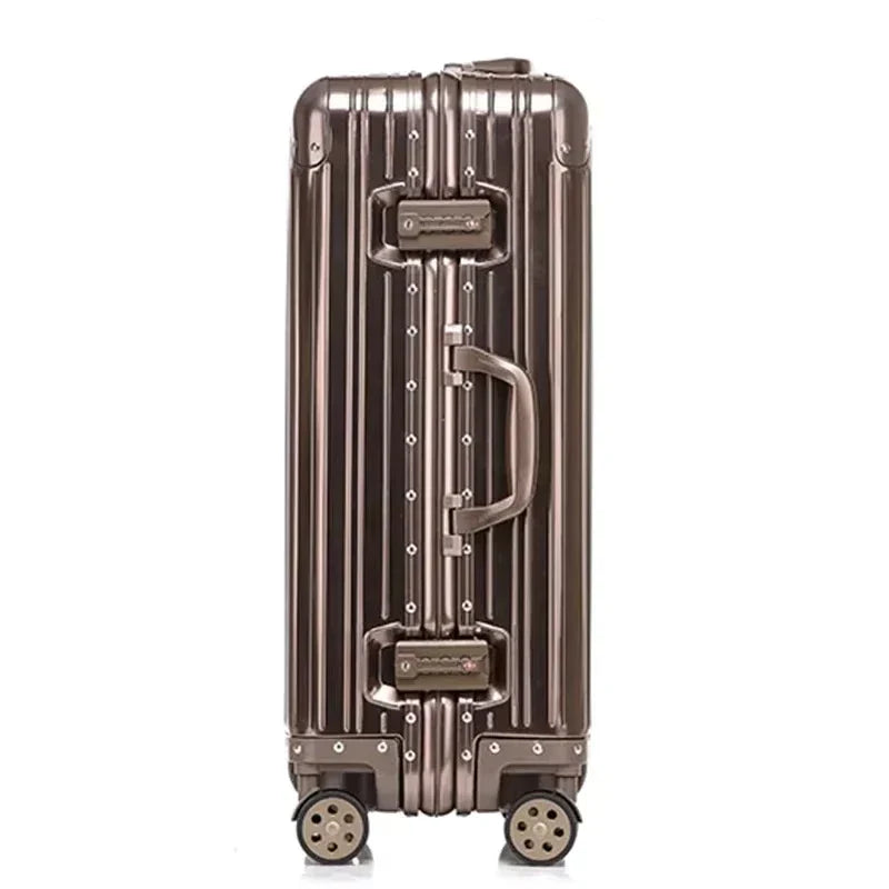 Secure aluminum magnesium hardshell business luggage. Features TSA lock & 360° spinner wheels for effortless travel.