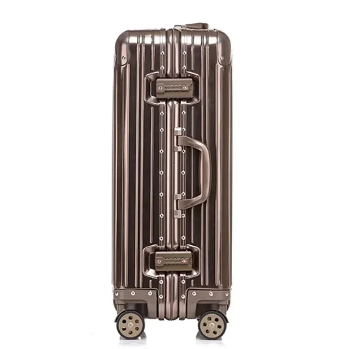 Secure aluminum magnesium hardshell business luggage. Features TSA lock & 360° spinner wheels for effortless travel.