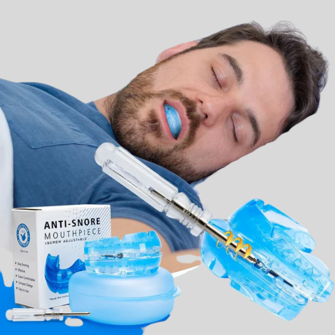 Unisex anti-snoring mouthpiece for restful sleep, comfortable, adjustable & BPA-free for snoring relief & better sleep.
