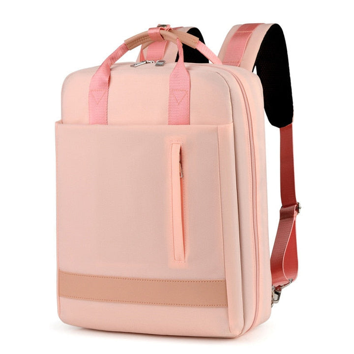 Durable Oxford fabric anti-theft backpack with a built-in USB charger & concealed compartments for secure travel.
