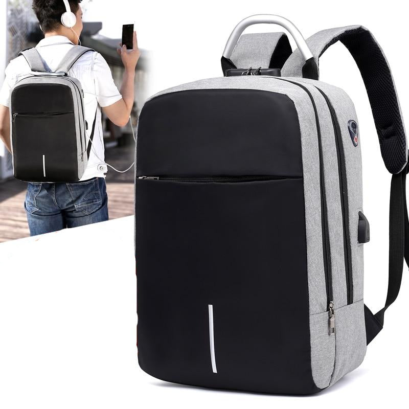 Unisex anti-theft backpack with USB charging port, water-resistant design. Ideal for daily commute & travel.