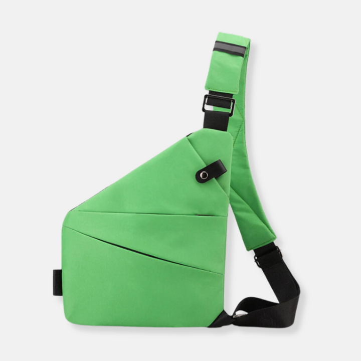 Dark unisex anti-theft travel bag featuring hidden zippers & RFID protection for peace of mind.