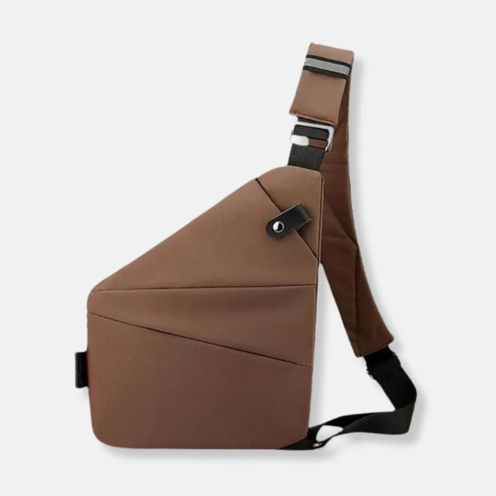 Organized anti-theft crossbody bag with RFID-protected pockets, great for secure travel.