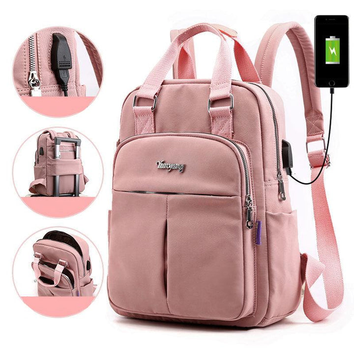 Secure unisex travel bag: anti-theft design, USB charging, multi-compartment for organization.
