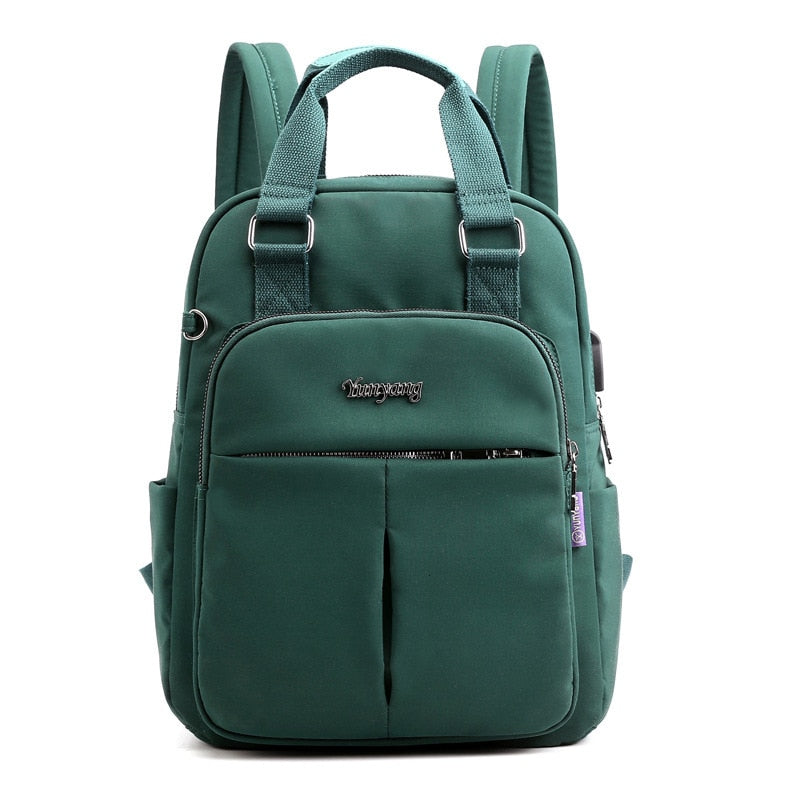 Sleek unisex anti-theft travel bag with external USB charging & hidden pockets for security.
